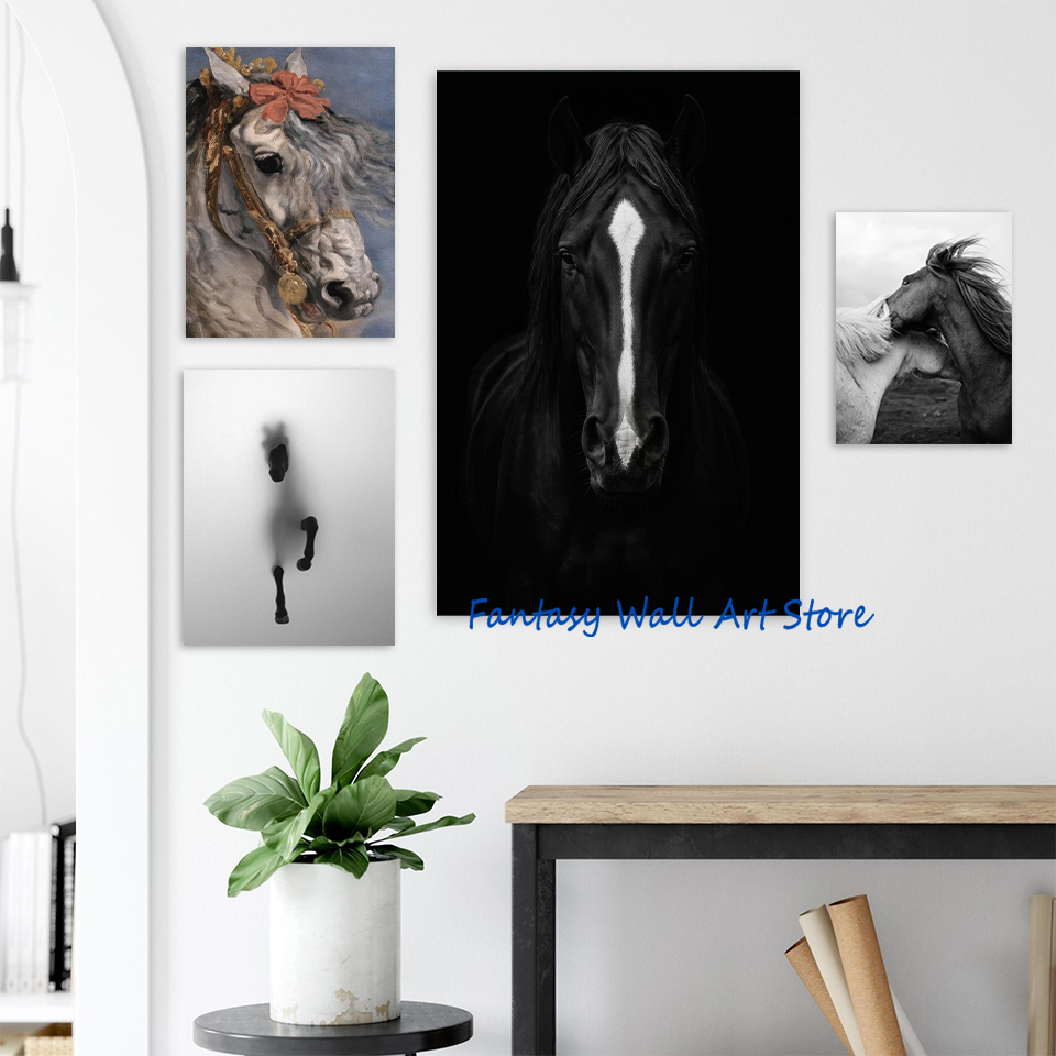 黒馬の写真ヴィンテージ高級ウォールアート頑丈な馬馬術写真プリ - Luxury Lifestyle Homes Photos のレビューと価格